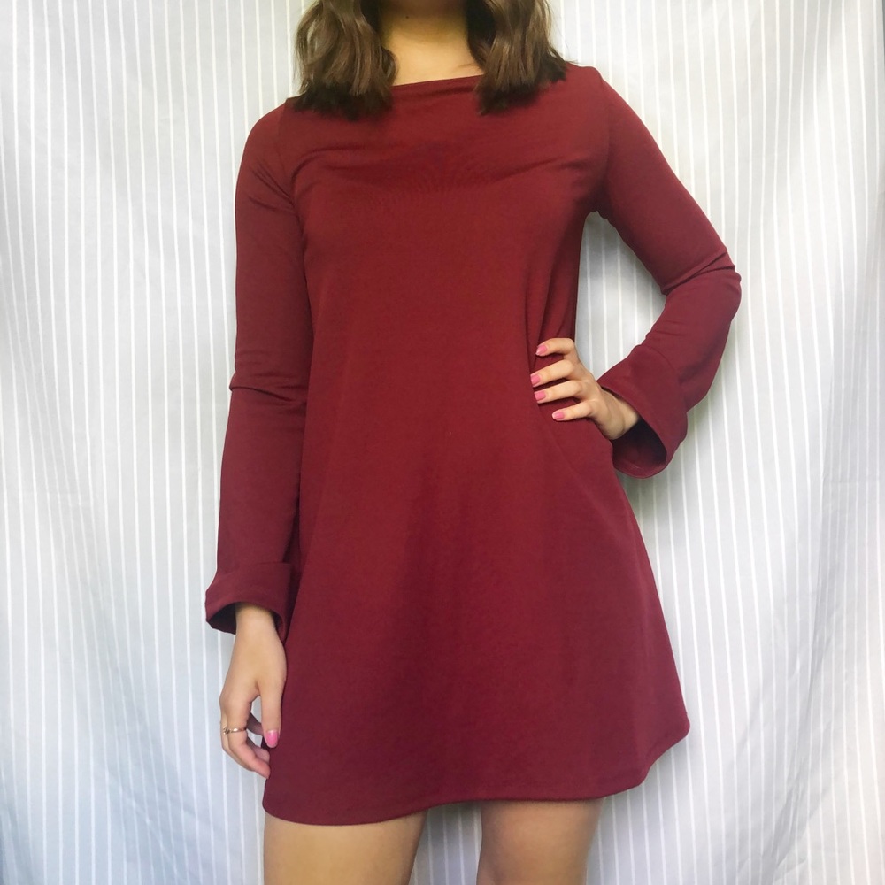 Zara burgundy long sleeve dress